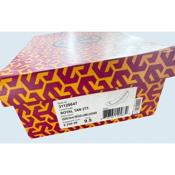TORY BURCH Eddie Ballet Tan Soft Leather Wedge Shoe With Box Sz 9.5 - Picture 8 of 8